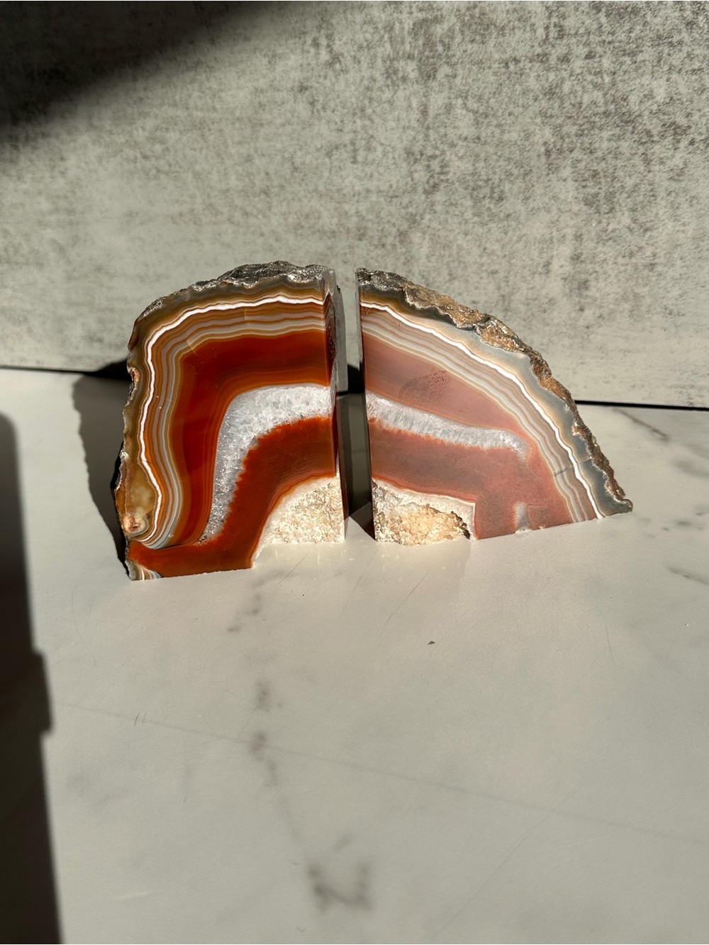 Red-Brown Agate Geode Bookend